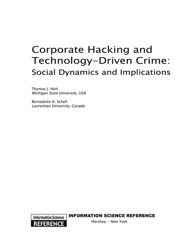 Cover for Corporate hacking and technology-driven crime