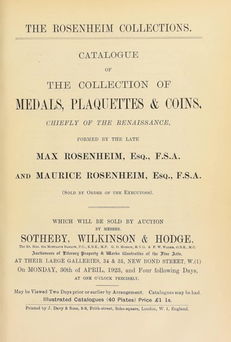 Cover for The Rosenheim collections
