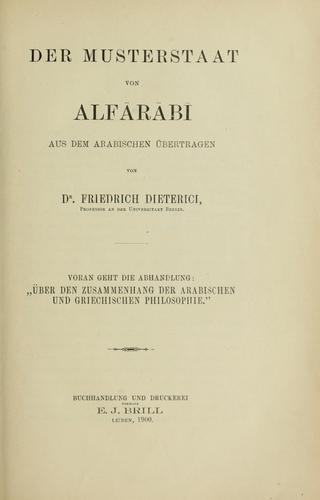 Cover for Der Musterstaat von Alfarabi