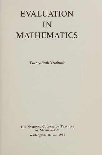 Cover for Evaluation in mathematics.