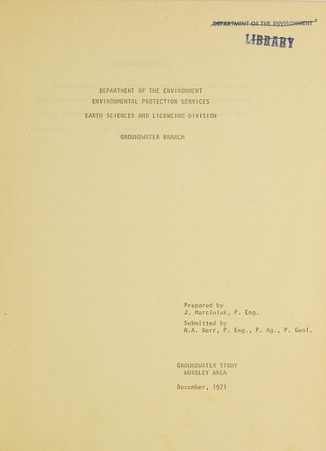 Cover for Groundwater study