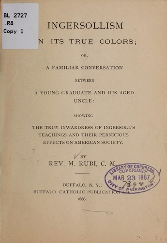 Cover for Ingersollism in its true colors;...