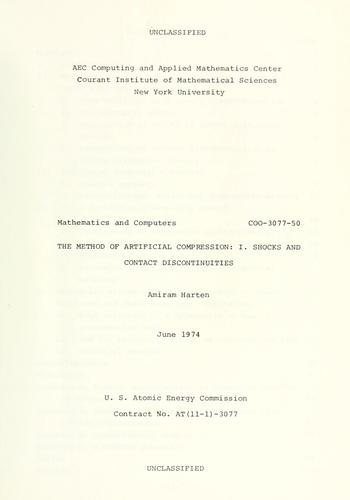 Cover for The method of artificial compression.  Part 1: Shocks and contact discontinuities.