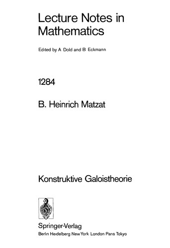 Cover for Konstruktive Galoistheorie
