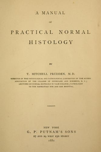 Cover for A manual of practical normal histology