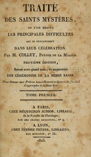 Cover for Traité des saints mystères