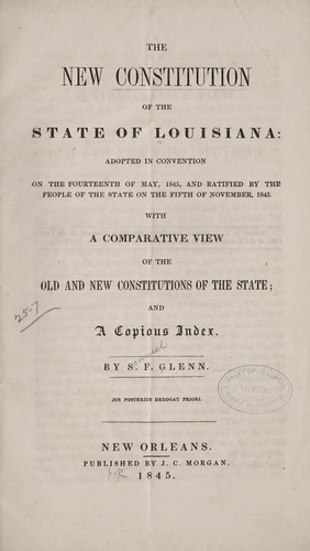 Cover for The new constitution of the state of Louisiana
