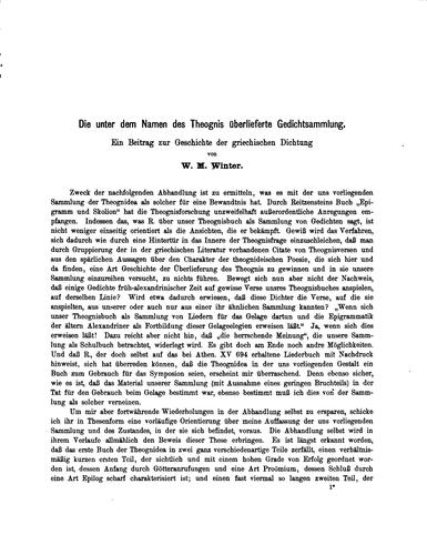 Cover for Die unter dem Namen des Theognis überlieferte Gedichtsammlund: Ein Beitrag zur Geschichte der ...