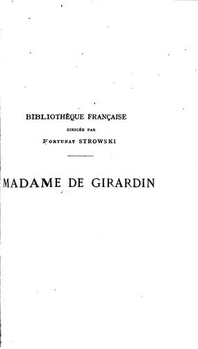 Cover for Mme de Girardin