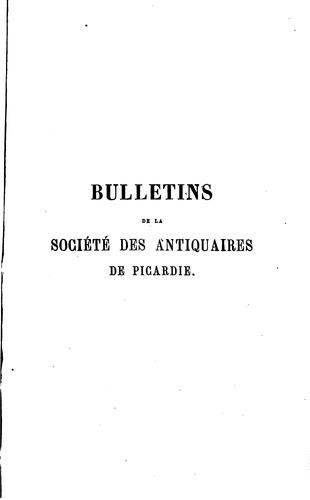 Cover for Bulletins de la Société des antiquaires de Picardie