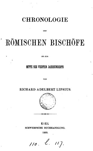 Cover for Chronologie der römischen Bischöfe bis zur Mitte des vierten Jahrhunderts