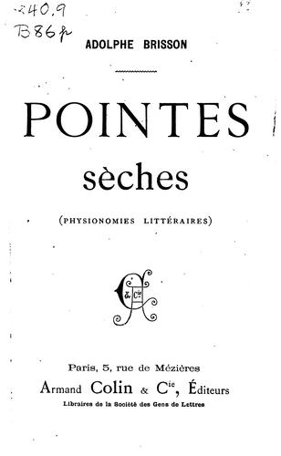 Cover for Pointes sèches