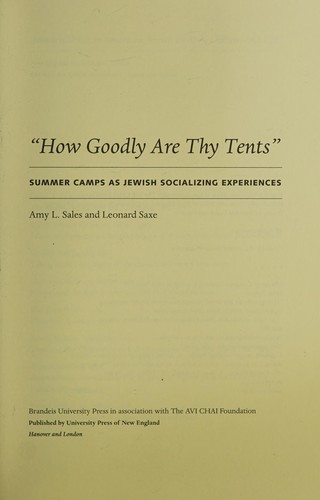 Cover for "How goodly are thy tents"