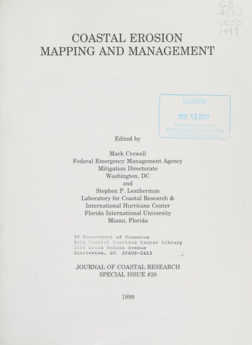 Cover for Coastal erosion mapping and management
