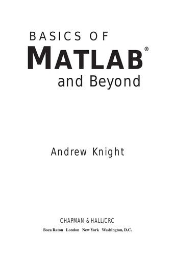 Cover for Basics of MATLAB and beyond