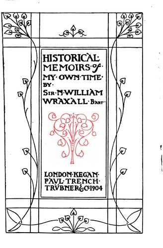 Cover for Historical memoirs of my own time