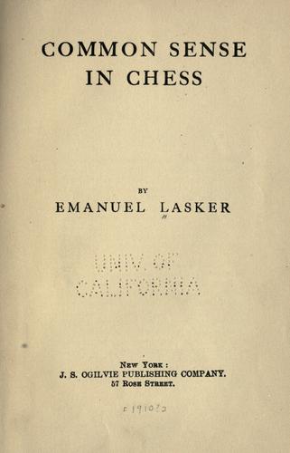 Cover for Common sense in chess