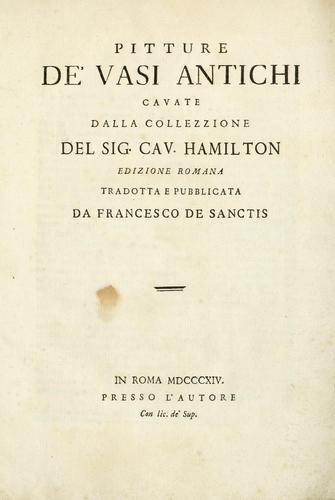 Cover for Pitture de' vasi antichi cavate dalla collezzion del sig. cav. Hamilton