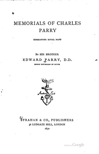 Cover for Memorials of Charles Parry, Commander Royal Navy