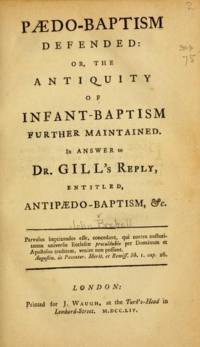 Cover for Paedo-baptism defended