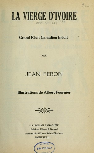 Cover for La vierge d'ivoire