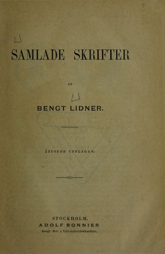 Cover for Samlade skrifter af Bengt Lidner