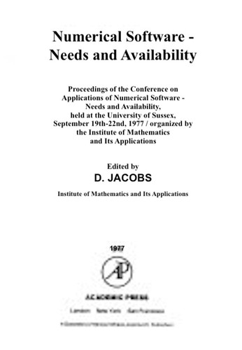 Cover for Numerical software, needs and availability