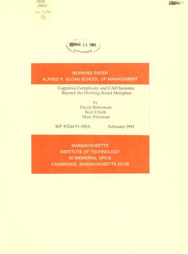 Cover for Cognitive complexity and CAD systems
