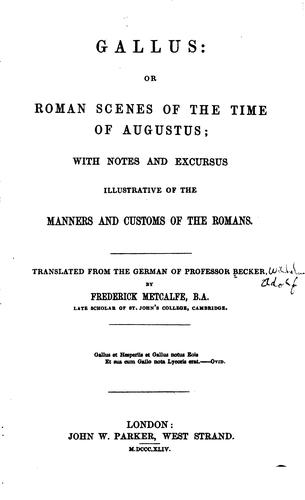 Cover for Gallus: Or, Roman Scenes of the Time of Augustus