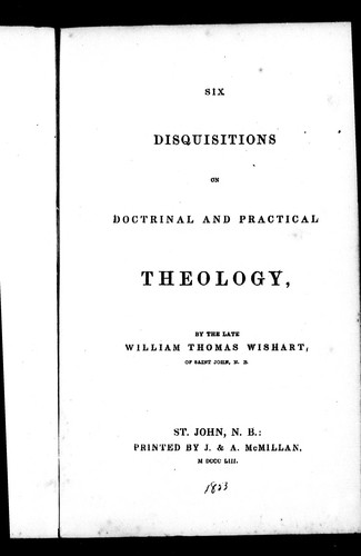 Cover for Six disquisitions on doctrinal and practical theology