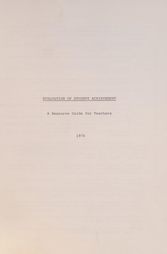 Cover for Evaluation of student achievement