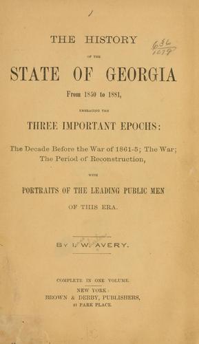 Cover for The history of the state of Georgia from 1850 to 1881