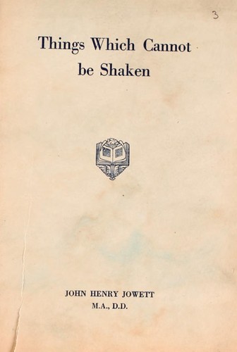 Cover for Things which cannot be shaken
