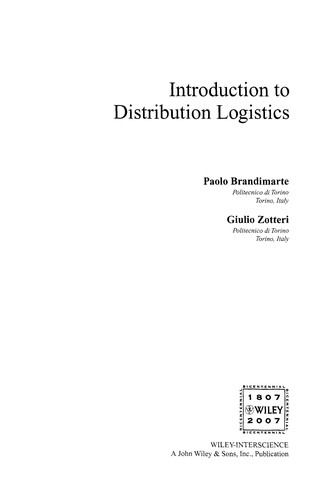 Cover for Introduction to distribution logistics