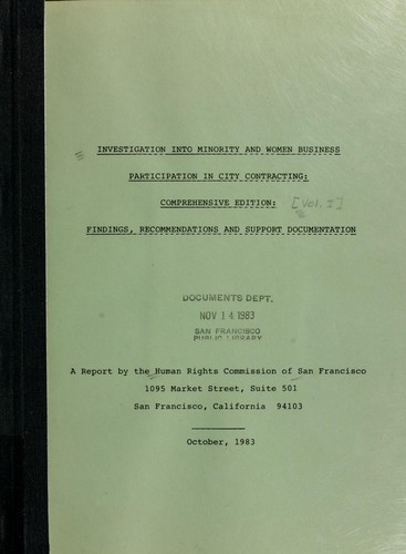 Cover for Investigation into minority and women business participation in city contracting