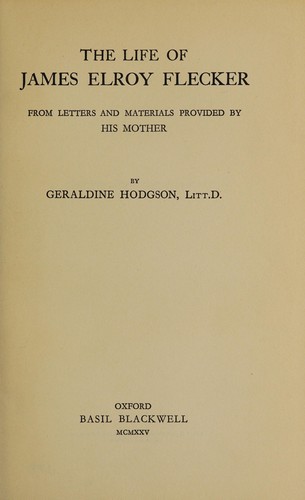 Cover for The life of James Elroy Flecker