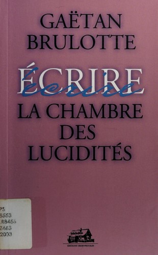 Cover for Chambre des lucidités(La)