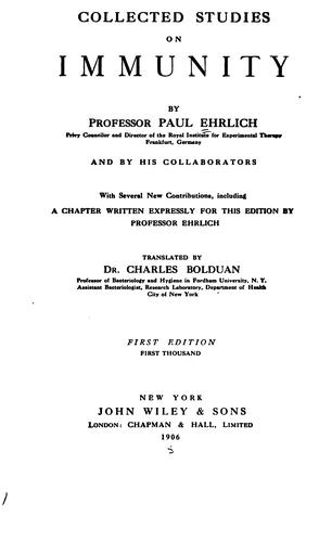 Cover for Collected studies on immunity