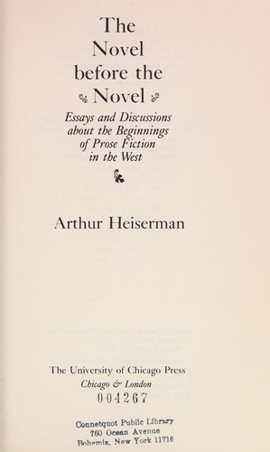 Cover for The novel before the novel