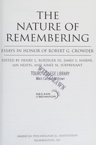 Cover for The nature of remembering