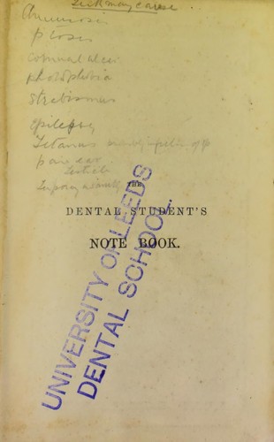 Cover for The Dental student's note book