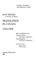 Cover for La traduction au Canada, 1534-1984