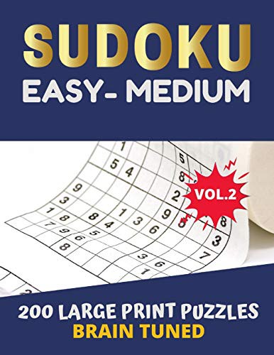 Cover for BRAIN TUNED VOL.2 SUDOKU Easy to Medium 200 Large Print Puzzles