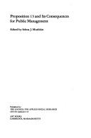 Cover for Proposition 13 and its consequences for public management