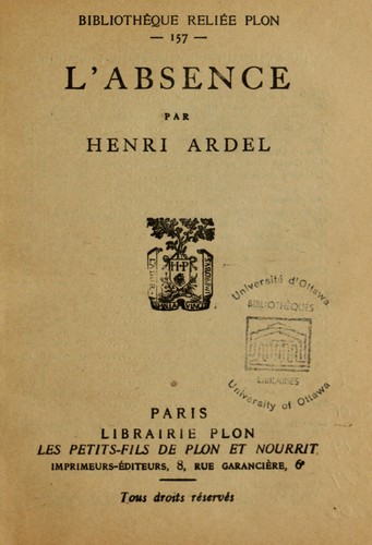 Cover for L'absence