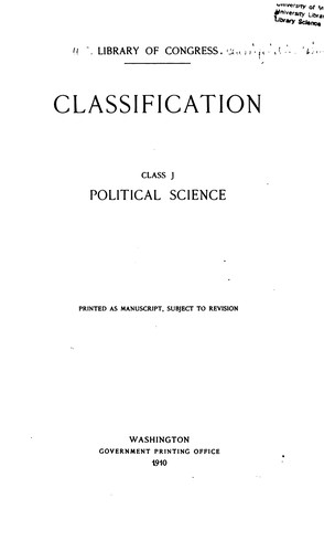 Cover for Classification. Class J: Political Science