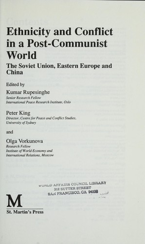 Cover for Ethnicity and conflict in a post-communist world