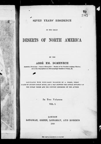 Cover for Seven years' residence in the great deserts of North America