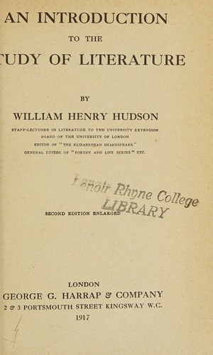Cover for An introduction to the study of literature
