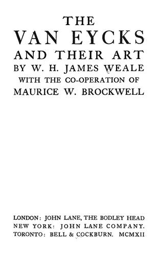 Cover for The Van Eycks and their art